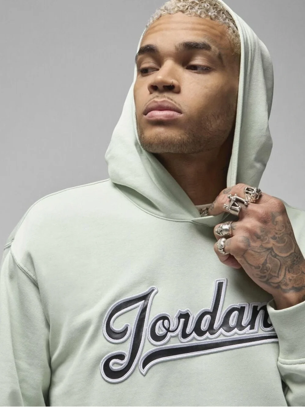 Jordan Mint Green Pullover Hoodie with Script Logo